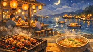 Cozy Sea-Side Food Street 🌊✨ Family Food Vlog | Lantern Lights & Night Breeze  #Leogiblistudio