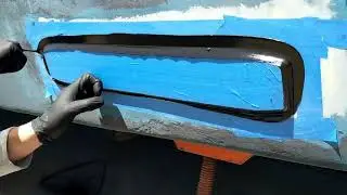 Underwater LED Light installation showing bedding technique onto boat hull