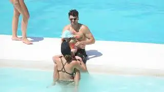 Matty j and Laura Byrne enjoy at day at the pool