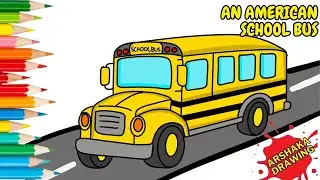 How to Draw An American School Bus Easy | Arshaka Drawing