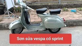 Làm mới lại vespa cổ sprint cho anh khách ở Đức hoà.Long An