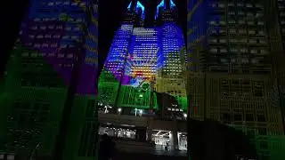 Projection mapping at Tokyo Metropolitan Government Building✨東京都庁のプロジェクションマッピング#illustration #tokyo