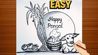 Pongal Drawing Easy with Pencil ✏️ | Happy Pongal Sketch for Kids & Beginners | SS Fusion Arts