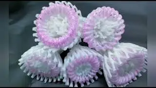 Apple cover flower making Fruit foam net wrapper reuse ideas