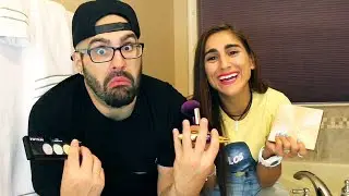 BOYFRIEND DOES MY MAKEUP CHALLENGE!!