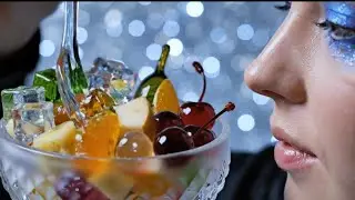 Making & Eating Russian Glass Fruit Salad ASMR | Ultra Realistic Crystal Food (8K)