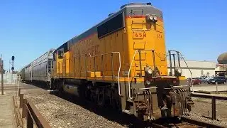 UNION PACIFIC GP38-2 passes with a 3-car load in downtown Modesto, California
