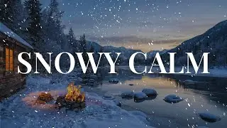 Calm Piano Music ❄️ Snowy Forest Fireplace Atmosphere
