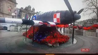 🛩️🧶Crochet Artists stich a full size wool Spitfire plane in Southport to mark Remembrance Day.