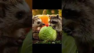The Cabbage Heist Prank! 🦝😂 #HedgehogLife #TinyThieves #AnimalShenanigans