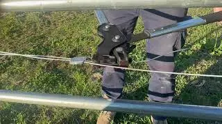 Fencemate tensioning tool in use tightening a Fastlink wire joiner