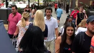 Chicago Walking Tour - Coming out of Subway and Walking Down Michigan Ave. (Summer)