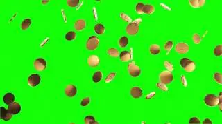 Falling Gold Coin 3D Green Screen