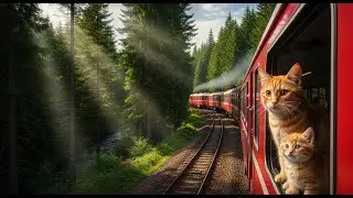 Mama Cat and Kitten First Mountain Train Adventure | Heartwarming Family Story
