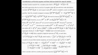 Considerations on the Dirac equation and Dirac matrices