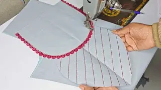 पान गले में देखे यूनिक neck design with easy trick 