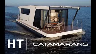 Hausboot - HT Catamarans - NEUES MODELL Oase 410 - Produktion und Verkauf von H&auml;usern auf dem Wasser