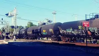 After being in the hold out north of Sharon Road since 5:54 a.m., this southbound CSX mixed moving