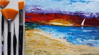 Der EASY Weg zur Meereslandschaft mit Acrylfarben #acrylmalerei #malenlernen #spachteltechnik