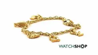 Disney Couture Ladies' Gold Plated Beauty & the Beast Characters Charm Bracelet (DYBR332)
