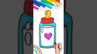 Cute Baby Milk Bottle Drawing | How to Draw Baby Bottle 🌈🍼 #babybottledrawing #shortsvideo