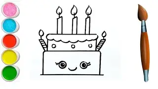 Cake drawing for beginners | How to draw cute cake | Coloring Painting toddler | #cake #art |