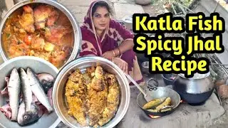 Katla Fish Spicy Jhal Recipe/Rohu Fish Spicy Masala Fry/Spicy Fish Curry Recipe #ayushicookingvlogs