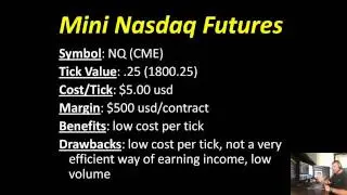 E-Mini Nasdaq Contract Specifications; tick value, margin requirements, round term commissions
