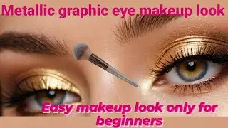 metallic graphic eye makeup look 💅💹💄🔥💋|Edgy Metallic Graphic EyeMakeupTutorialParty Season Glam Look