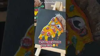 Painting a grotesque pizza slice 🍕😀 #acrylicpainting #painting #artist #minipainting #art #fyp