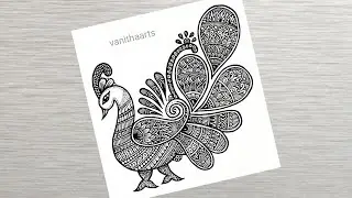 How to draw Mandala for Beginners | Peacock mandala art | Peacock drawing | stepbystep | doodle art
