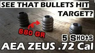 AEA AIRGUN US : AEA Zeus .72 Cal  Hit hard on target @50 yds.,5 Shots, 880 gr bullets