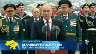 Putin in Crimea: Kremlin leader pays triumphant visit to Ukrainian peninsula occupied by Russia