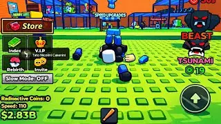 Playing tsunami game on Roblox