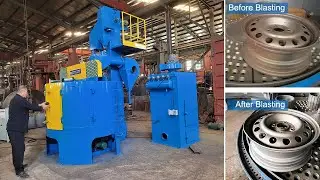Q3518 Rotary Table Shot Blasting Machine for Alloy Wheel Cleaning With 1.8m Rotating Table