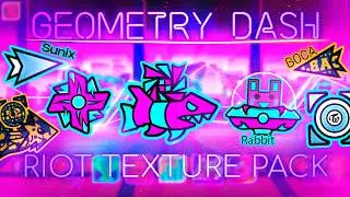 NEW RIOT TEXTURE PACK ICONS MIX! CYBER NEON TEXTURE PACK 🤑 | Geometry Dash 2.207