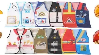 Geyoga 10 Pcs Kids Community Helper Dress Up Vest Career Cosplay Cloth Toddlers Occupation Pretend P