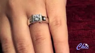 Solitaire brilliant round cubic zirconia set in channel in Platinum, -item #P5480rb
