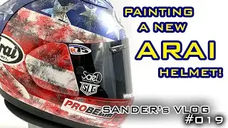 Painting a new Arai RX-7v into a stars & stripes helmet design for James Rispoli - Sander's vlog 019
