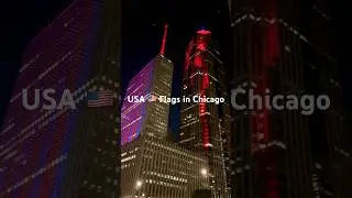 An amazing display of patriotism in Chicago! #patriotism #chicago #skyline #night #usa #usaflag