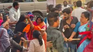 Clash between BRS and BJP workers at Jubilee Hills, Yusuf Guda check post.