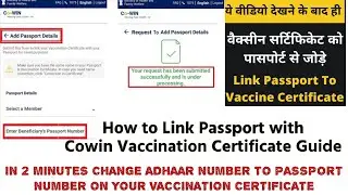 UPDATE PASSPORT NUMBER TO COVID VACCINE CERTIFICATE | CO-WIN| HOW TO CHANGE ADHAAR TO PASSPORT NO
