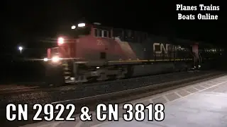 CN M396 Manifest Trains CN 2922 & CN 3818 Locomotives Strathroy Sub #trains #railfanning