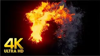 4k abstract background. a circle of fire with smoke on a black background