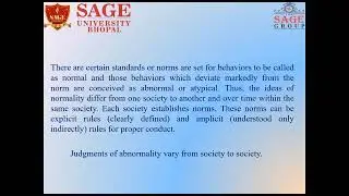 Lecture on Abnormality by Prof. Radhika Sahu