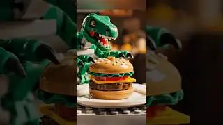 🍔 LEGO ASMR 🦖 Green T-Rex Making a Burger | Satisfying Stop Motion Cooking. #lego #asmr