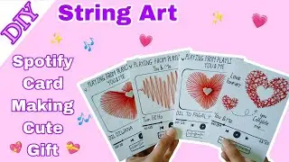 4 Cute Red Heart String Art DIY | Spotify Card Making | Cute Gift Idea | Thread Art Card Idea Making