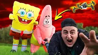 Drone caught SpongeBob SquarePants at the park with Patrick!! *SCARY* (Spongebob Out of Water!)