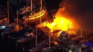 Large boat fire near Annapolis, Maryland
