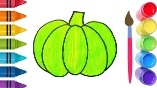How To Draw cute Pumpkin Drawing, Painting & Coloring For Kids and Toddlers_ Child Art 🐋🌈🎨